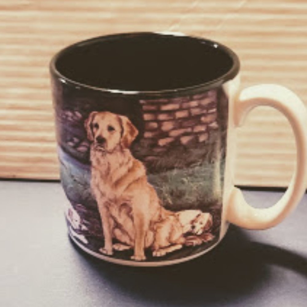 Flowers, Inc. Balloons S. Tuck Golden Retriever Vintage Mug